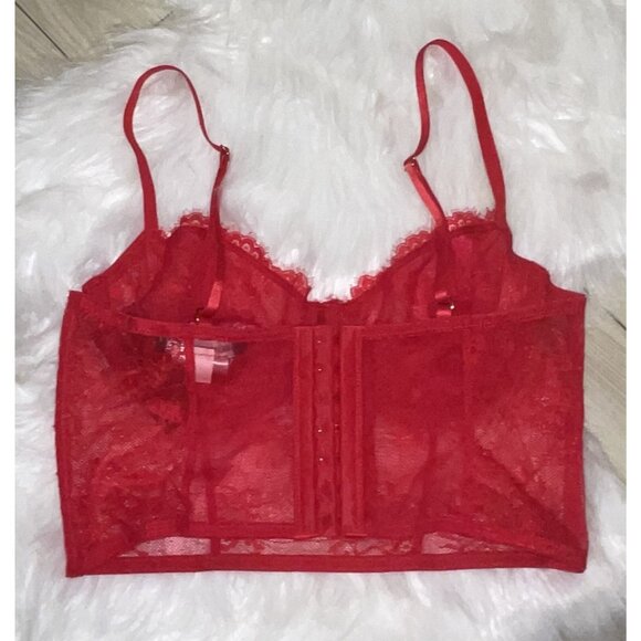 INC International Concepts Lace Bustier Bra Lingerie UW Womens L Large Red New - Picture 3 of 5